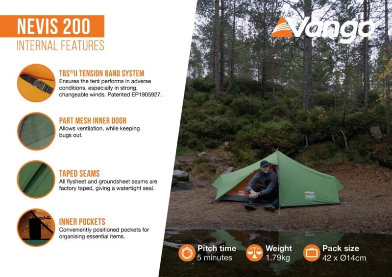 Vango Nevis 200 Σκηνή 2 Ατόμων Pamir Green - Εικόνα 13