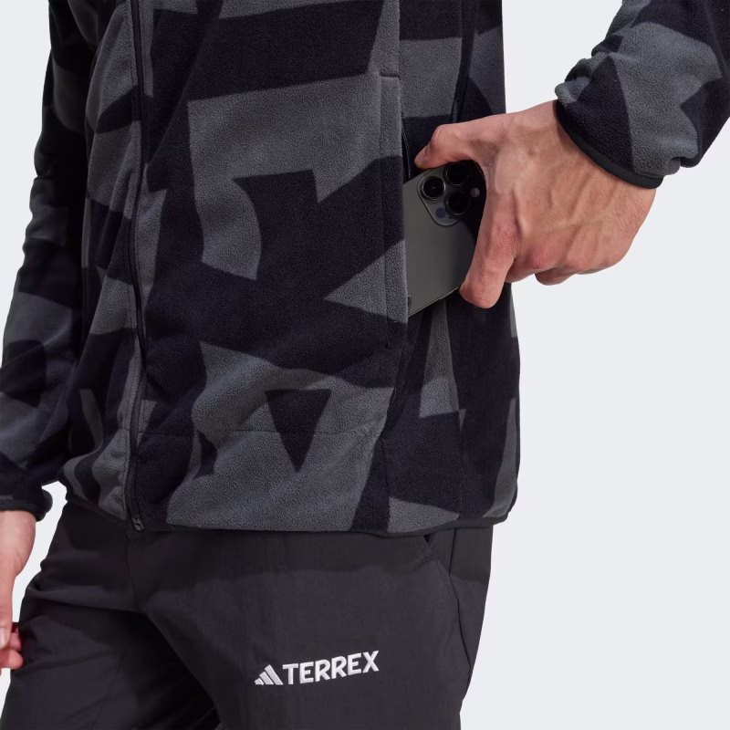 Adidas Terrex Multi Printed Full-Zip Ανδρική Fleece Ζακέτα Black/Carbon - Image 3