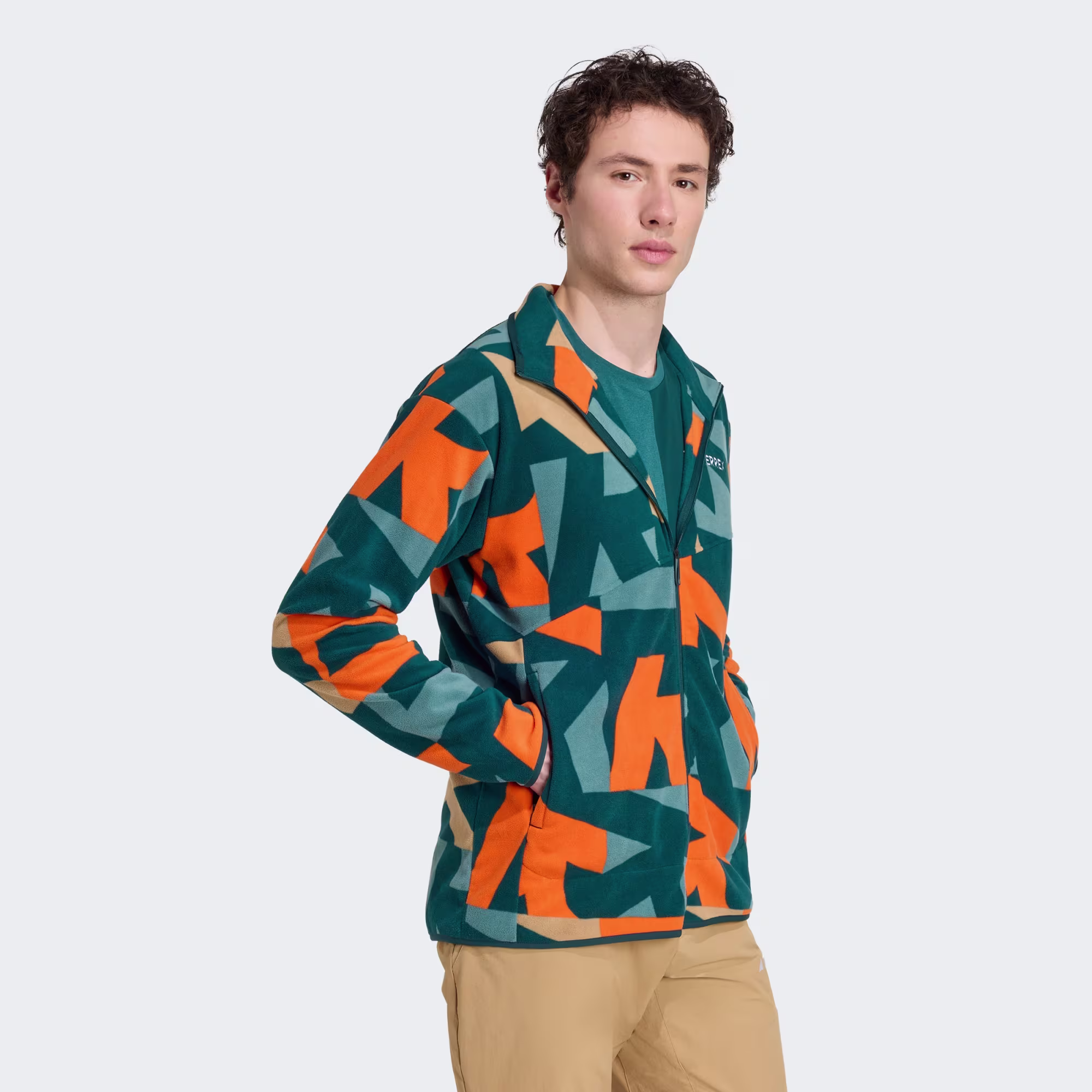 Adidas Terrex Multi Printed Full-Zip Ανδρική Fleece Ζακέτα Aurivy/Seimor - Image 4